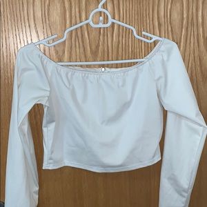 White off the shoulder  (back zipper) Crop Top